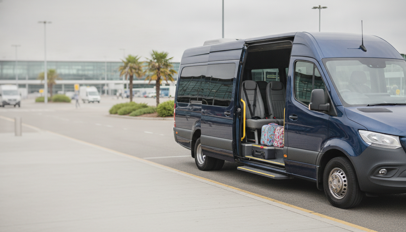 Kids, Luggage & Comfort: Simplifying Your Family's Heathrow Transfer. — executive minibus meeting a group at Heathrow Airport